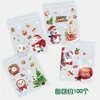 Bolsa con cierre original de Santa Claus, árbol, copo de nieve, caramelo crujiente, galleta, turrón, empaque de regalo para fiesta