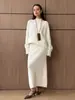 Suministro Exclusivo Transfronterizo de Trajes de Lana, Estilo Europeo y Americano, Nuevo Otoño 2026 Suéter Casual Elegante de Cuello Redondo y Falda de Cola de Pez