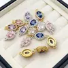 Color Duradero Oro de 18 Quilates Circonita Oval Doble Colgante Joyería Hecho a Mano DIY Pulsera Collar Pulsera de Cuentas Accesorios Materiales