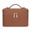 Bolsa de Maquiagem Compartimentada, Portátil de Grande Capacidade, 2026 Bolsa de Mão em Couro PU para Armazenamento Classificado com Armazenamento Dividido