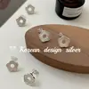 Pendientes de Plata de Ley S925 con Diseño de Nicho Brillante Plateado Dongdaemun Coreano Flor de Ciruelo Concha Estilo Simple Fresco Versátil
