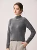 Novedad Otoño 2026 Suéter de Cachemira para Mujer Cuello Semialto Estilo Sencillo Color Sólido Prenda Base de Punto