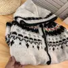 Cárdigan de Mohair Tejido Fair Isle con Capucha Retro para Mujer Estilo Holgado Perezoso Chaqueta Suéter de Otoño e Invierno Top Grueso