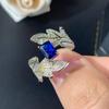 Novas joias Anel Jóias Pena Diamante Completo Cor Tesouro Zircão Vermelho Coríndon Azul Cristal Esmeralda Moda All-match Mulheres