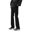 Jeans Pretos Americanos High Street para Homens e Mulheres, Tendência Nacional de Verão Versátil Reto Básico Flare Emagrecedor Calças Longas Estilo Fino