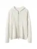 Novo Cardigan de Tricô Espesso com Capuz e Zíper 35% Cashmere Feminino Outono/Inverno 2026 Suéter Casaco Fashion