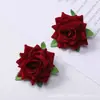 Flores de Rosa de Terciopelo Transfronterizas Flores Artificiales Materiales para Manualidades Materiales de Decoración para Muebles Flores Artificiales al por Mayor