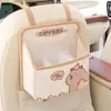 Bolsa de Armazenamento para Encosto de Banco de Carro em Couro de Capivara, Bolsa de Armazenamento para Carro de Capivara, Caixa de Lenços de Carro Criativa com Bolsa de Armazenamento