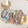 Ins Niche Rosa Cuadros Plisado Pulsera Funda para Teléfono Móvil Pulsera de Cadena Pulsera Correa de Muñeca Antiperdida Colgante Universal