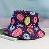 Sombrero de pescador de impresión de ocio de comercio exterior, moda versátil, dona, uso de doble cara, estilo europeo y americano, sombrero de olla caliente transfronterizo