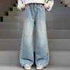 Calça Jeans Feminina Primavera 2026 Novo Estilo Calças para Meninas Mais Velhas Calças Wide-Leg Tendência Calças Casuais para Meninas Pequenas para Primavera e Outono