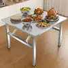Mesa plegable de acero inoxidable, mesa de barbacoa portátil, puesto al aire libre, puesto comercial de mercado nocturno, mesa cuadrada pequeña, mesa de comedor sencilla