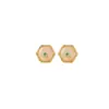 Yuebao Joyería Calcedonia Blanca Natural Plata de Ley S925 Colgante de Paz Hexagonal Hoja de Bambú Pendientes Estilo Chino Nuevo Venta al por Mayor