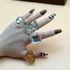 Anillo de Resina Versátil con Forma de Corazón de Melocotón Grande Tridimensional, Oso, Redondo, Octagonal, Cuadrado - Set - Versión Coreana para Mujeres - Venta al por Mayor