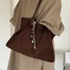 Bolso de Terciopelo Gamuzado para Mujer 2026 Nuevo Estilo Tendencia Otoño Retro Milanés Bolso Tote para el Trabajo Bolso de Hombro de Gran Capacidad