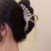 Nueva Pinza para el Cabello de Perla Dorada y Pedrería Disco Grande para la Parte Trasera de la Cabeza de Mujer Pinza de Tiburón Accesorios para el Cabello