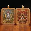 Pingente de thangka de dragão pintado em relevo de latão com cinco mestres e oito santos padroeiros, pingente de cartão de Buda, montanha Wutai thangka