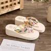 Chanclas de Verano de Moda Estilo Étnico para Mujer, Sandalias de Playa Casuales con Cuña de Correa de Tela de Satén Bohemio