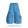 Calça Cropped para Comércio Transfronteiriço com Cordão, Estilo Menina, Design Plissado Tt Estilo Americano, Cintura Elástica VA, Workwear Retrô