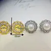 Accesorios de Perlas DIY Engastes para Pendientes de Perlas con Aguja de Plata 925 Set de Anillo Colgante de Pendientes Redondos Completos de Zirconia