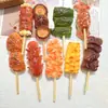 Celebridade da internet diversão pegadinha simulação comida espetinho de churrasco resina acessórios diy cola de creme menina criativo presilha de cabelo chaveiro