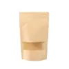 Em Estoque Sacos Kraft Transparentes com Janela para Frutas Secas e Lanches, Sacos Selados, Sacos de Embalagem Alimentar Auto-Sustentáveis para Frutas Frescas