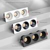 Lâmpada de teto LED holofote de foco direcionável com três cabeças, luminária de teto embutida doméstica anti-reflexo, downlight sem luz principal, luminária com grade de iluminação