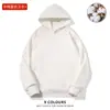 Blusões com Capuz Espessos Forrados com Fleece de Algodão Chinês 420g para Homens e Mulheres, Moletons de Cor Pura, Uniformes de Classe Soltos, Roupas de Trabalho Estampadas