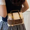 Bolso de mano de nicho estilo coreano para mujer, nuevo bolso retro moderno tipo Cambridge con diseño de color block, bolso de hombro y cruzado de moda