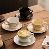 Taza de café creativa transfronteriza, diseño estilo americano cocido en horno, taza única de cerámica para parejas, taza y platillo con diseño de flores para el té de la tarde