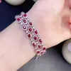 Ventas Directas de Fábrica, Superventas Transfronterizos Pulsera de Rubí con Piedra Principal de 3x4 Mm El Cristal es Transparente y el Rubí es Vibrante.