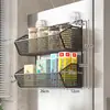 Estante lateral para refrigerador, estante colgante multifuncional de cocina de varias capas con ventosa para film transparente y especias, estante colgante de pared lateral