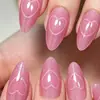 Nuevos Comercio Exterior 24 Piezas Corazón Rosa Ojo de Gato Dulce Lindo Puro Deseo Versátil Largas Almendra Uñas Portátiles Mayoreo