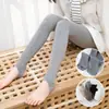 Leggings de Color Sólido con Pierna Retorcida para Niñas de Estilo Nuevo de Primavera y Otoño para Niños Mayores, Medias Blancas de Algodón para Baile con Pie para Niñas