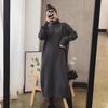 Moda Gestante Primavera e Outono 2025 Novo Vestido Fashionável e Slim Longo Solto Tricô Base Suéter Vestido