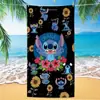 Toalla de Playa con Estampado de Stitch Lindo de Dibujos Animados y Anime, Toalla de Baño de Microfibra Secado Rápido Transfronteriza, Toalla de Playa Espesa