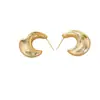 Pendientes Clásicos Franceses Retro Dorados en Forma de C Diseño de Nicho Pendientes de Moda de Gama Alta Pendientes de Cobre Chapados en Oro Real de 18K