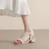 Sandalias de Estilo Francés, Sandalias de Moda Inspiradas en Chanel, Nuevas de Verano 2025 Estilo Hada de Una Sola Tira Antideslizantes de Suela Suave Tacones Altos para Mujer