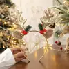 Diadema Navideña Adorno para la Cabeza Nuevo de Gama Alta con Grandes Cuernos de Reno con Cascabeles y Lentejuelas Decoración de Diadema Navideña Accesorio para el Cabello Estilo Bosque para Mujeres