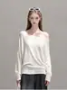 Otoño 2026 Nuevo Estilo Coreano Sencillo Top de Punto Asimétrico Holgado de Manga Larga para Mujer Versátil Elegante Top 25721
