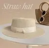 Sombrero de Paja Francés de Encaje Perlado de Verano para Mujer con Ala Ancha para Vacaciones en la Costa, Sombrero de Sol con Lazo Protector Solar, Venta al por Mayor