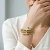 Pulseiras de titânio e aço europeias e americanas transfronteiriças, best-sellers da Amazon, pulseiras de estilo geométrico simples, joias de aço inoxidável que não desbotam atacado