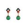 Colar Feminino Estilo Retro Cyber Celebrant Estilo Palácio Design Esmalte Nuvens Queimadas Azul Verde Calcedônia Brincos terno Colar