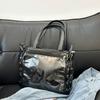 Bolsa Feminina Estilo Moda Hong Kong Laço de Fita 2025 Grande Capacidade Splicing Transparente Moda Ombro Mão Tote