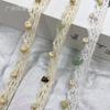 Nueva Exquisita Decoración de Ropa de Encaje con Perlas de Piedra Blanca Calada Accesorios de Encaje Plisado Elástico DIY