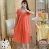 Novo Camisola de Verão de Seda Gelo Solta com Listras na Cava para Mulheres Plus Size e Sexy Gordinha mm Pijama Comprimento Médio Roupa de Casa