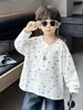 Q029 Camiseta de Manga Larga de Otoño para Niños, Estilo Nuevo, Ropa Infantil de Moda, Camiseta Base Estrellada a la Moda