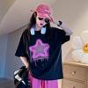 Conjunto de Duas Peças para Meninas: Camiseta 100% Algodão + Calça Crepe de Poliéster para Verão, Manga Curta, Calça Larga Fina Infantil