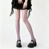 Medias Moradas de Lunares Estilo Japonés Y2K para Primavera y Verano Pantimedias Estilo Puro Deseo Leggings Adelgazantes JK para Mujer