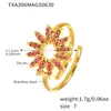 Conjunto Misterioso de Colar, Pulseira e Anel de Girassol com Zircônia, Design Elegante, Feito de Aço Inoxidável e Ouro 18K, Versátil para Uso Internacional